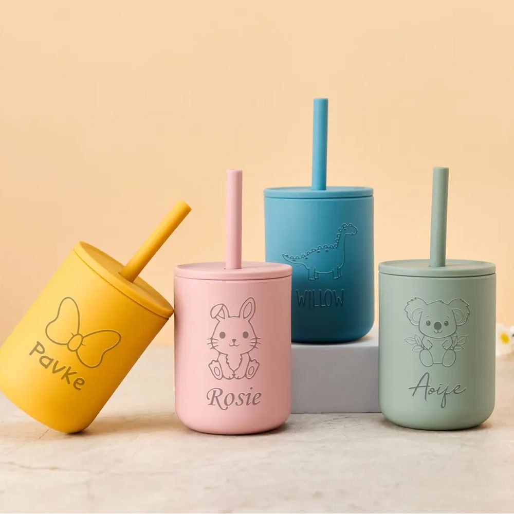 Baby Food Jars With Lids - Silikonowy kubek z słomką dla dzieci
